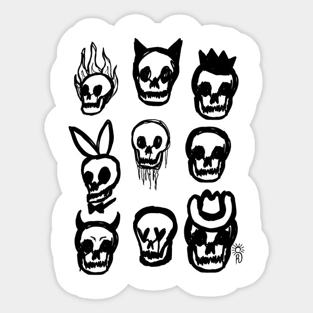 9 Skulls Sticker by Art by SunRae